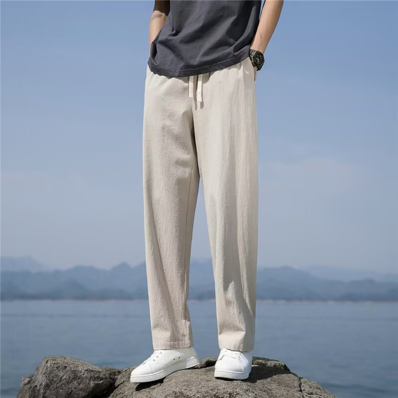 Men's Wide-Leg Loose All-Match Straight-Leg Linen Trousers