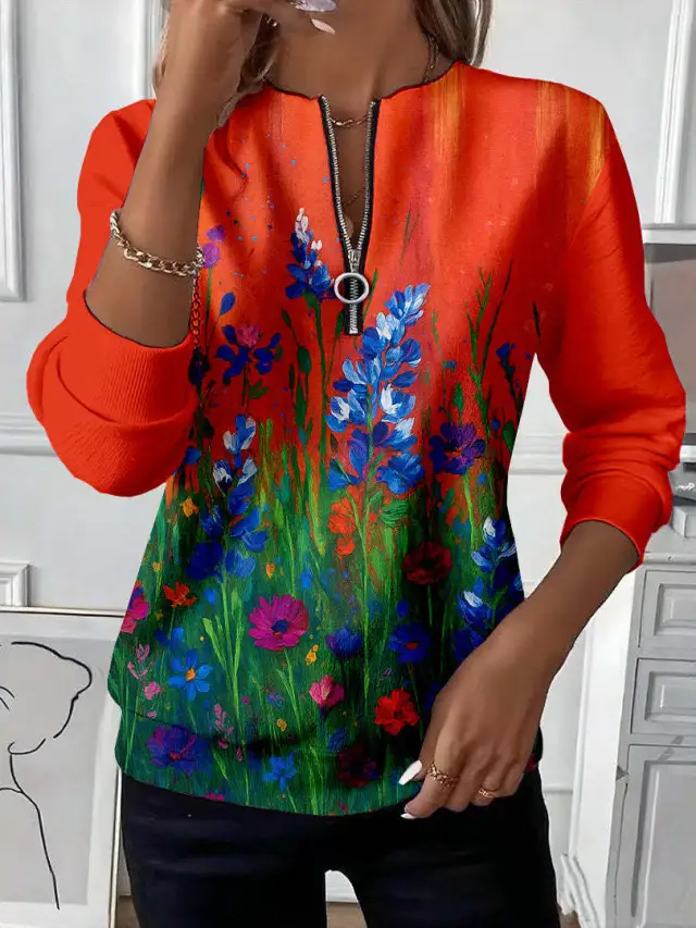 Womens Long Sleeve Christmas Print Sweatshirt Top 2 Style M - Shop at LoveMi
