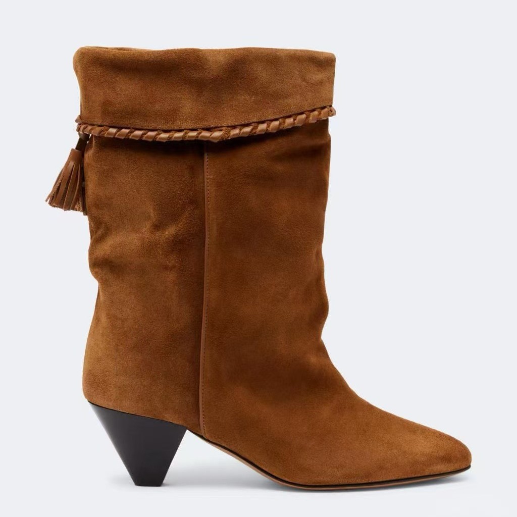 Suede Pointed-Toe Ankle Boots