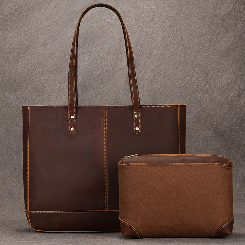 Vintage Genuine Leather Commuter Hand-carrying Bag Large Capacity