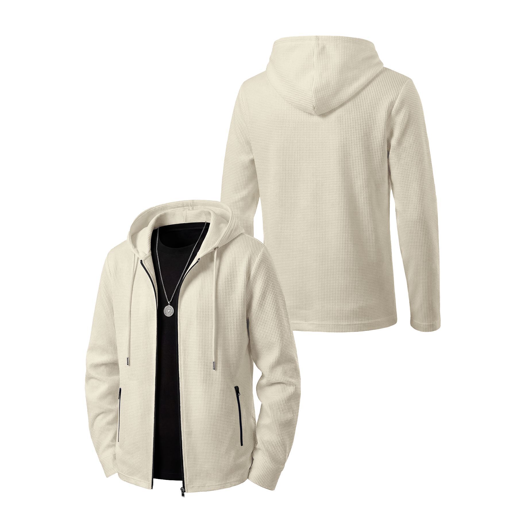 Mens Fashionable Casual Top With Hooded Jacket