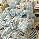 Blue Grid Cute Cat
