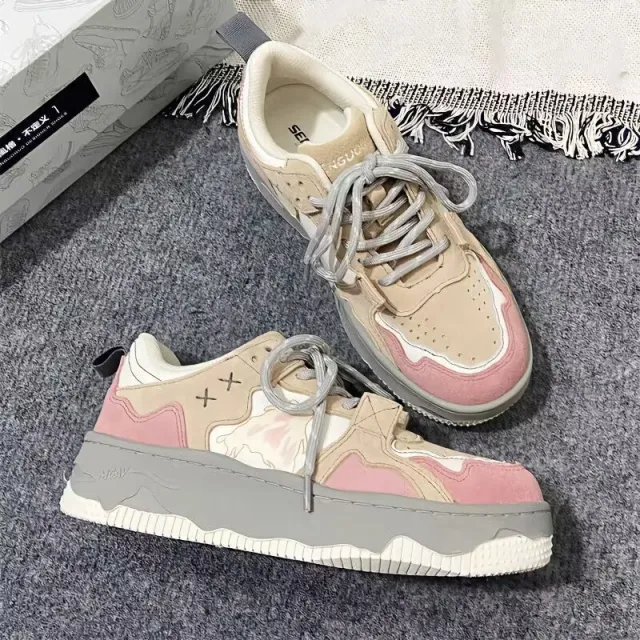 Retro Student Sneakers For Women Pink - Shop at LoveMi
