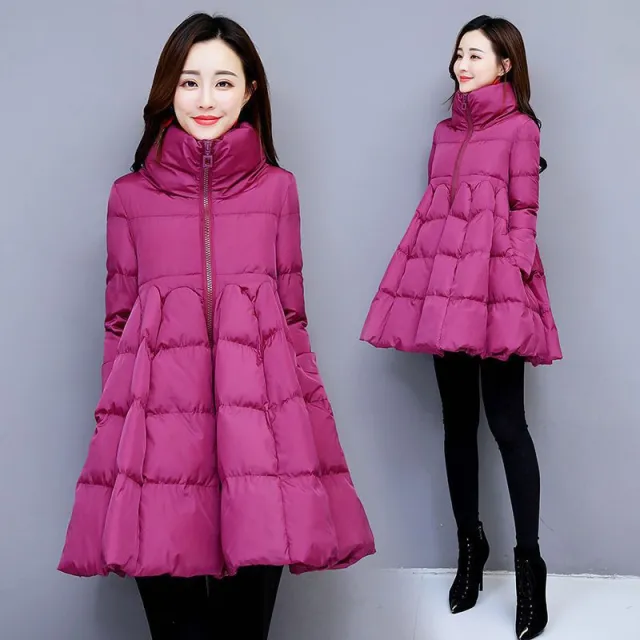Women's Winter Cotton Coat With A Stand up Collar And Padded Hem Tan - Shop at LoveMi