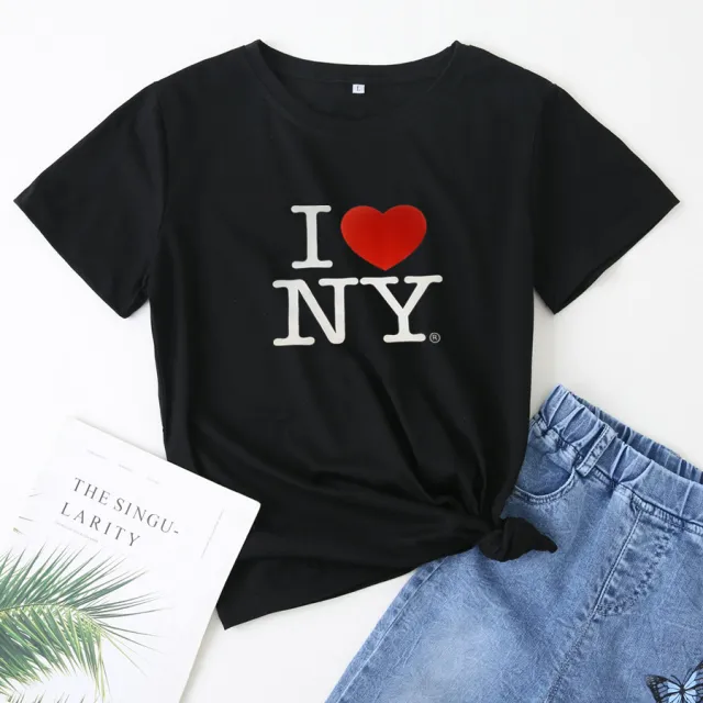 European And American Street Style Casual Letter Print Short sleeve T shirt Black - Shop at LoveMi