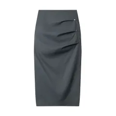 Retro Pleated Design Casual Temperament Midi Skirt - Dark Gray - View 1