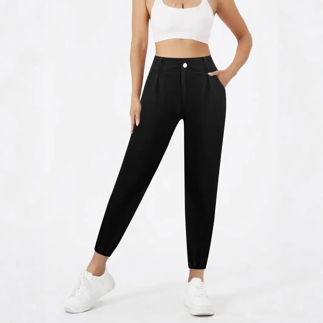 Womens High-Waisted Slimming All-Match Straight-Leg Ankle-Fit Pants