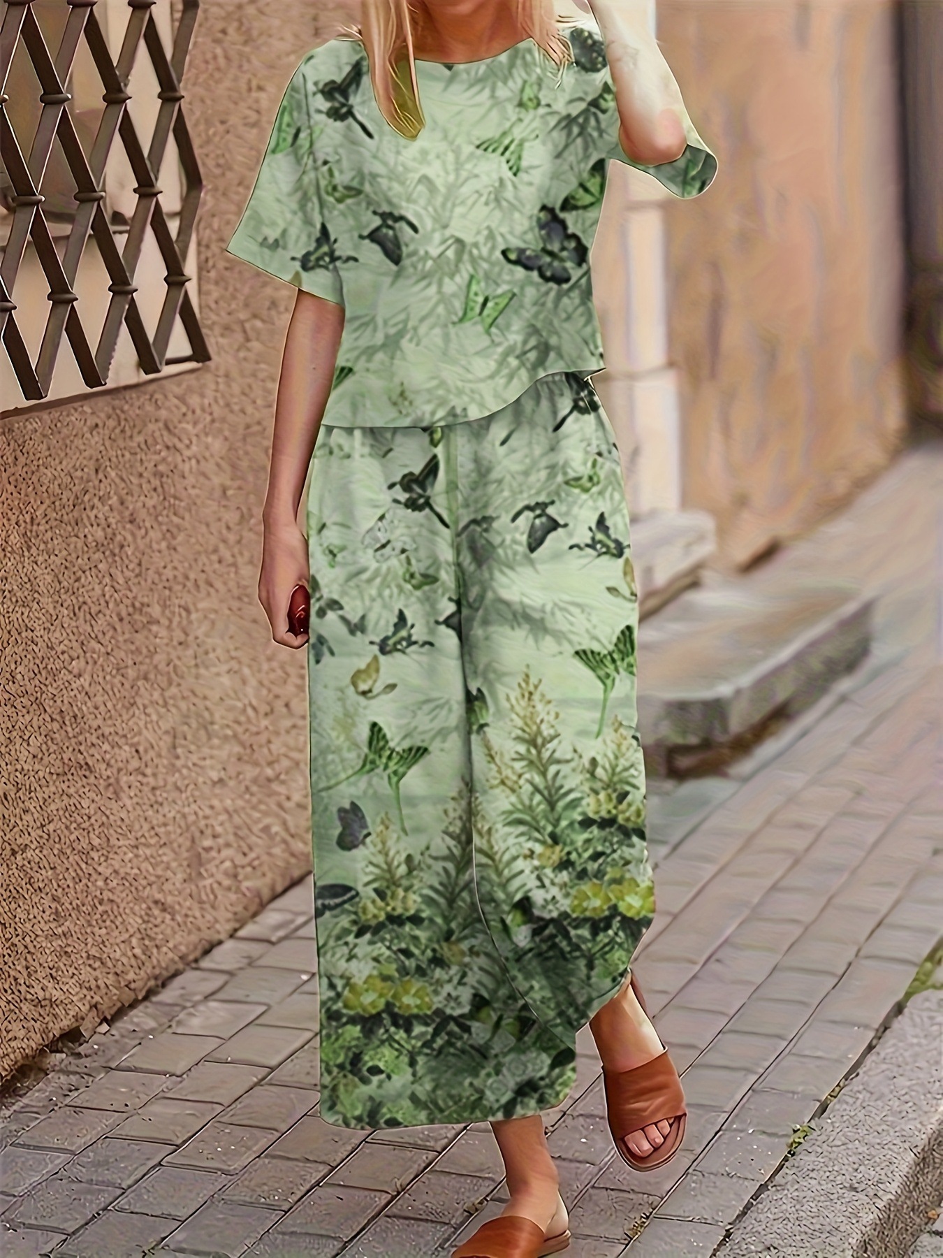 Casual Fashionable Loose-fitting Short-sleeve Crew-neck T-shirt And Pants Set