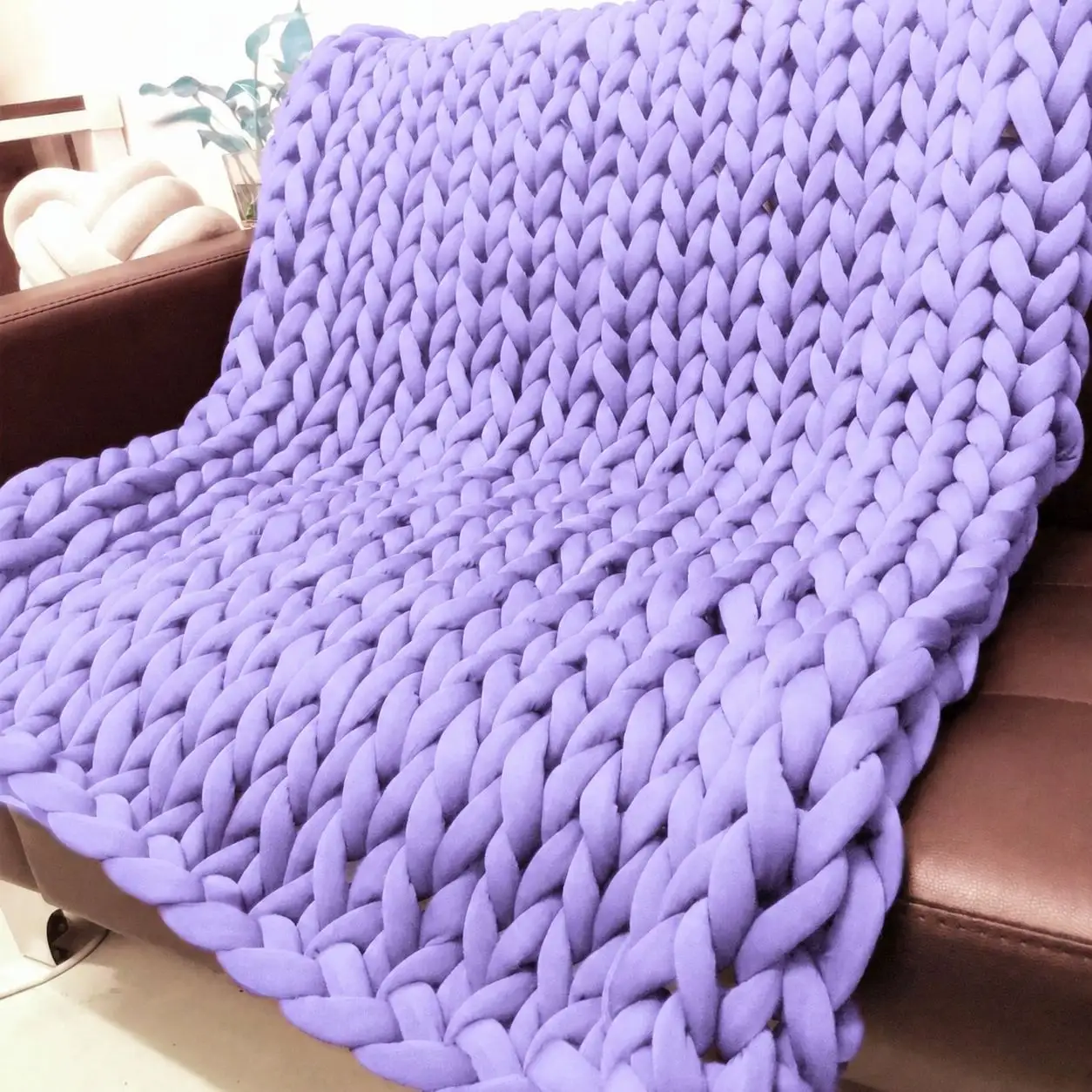 Exclusive 3cm Core-spun Yarn Chunky Knit Blanket