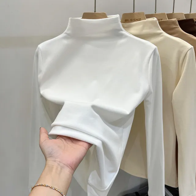Half Turtleneck Double Sided Bottoming Shirt White - Shop at LoveMi