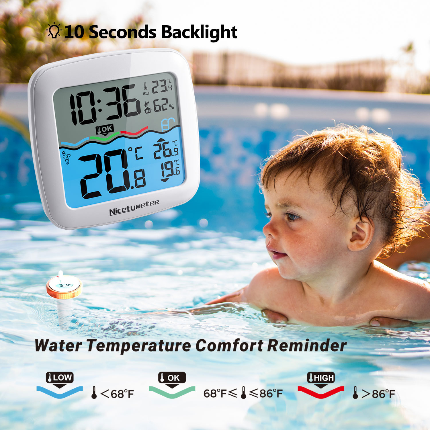 Wireless Swimming Pool Pool Bathtub Water Wireless Floating Fish Tank Fish Pond Thermometer