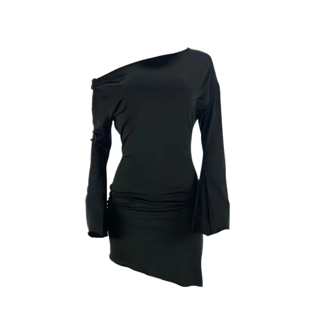 Sexy Off shoulder Trendy Solid color Dress For Women Black - Shop at LoveMi