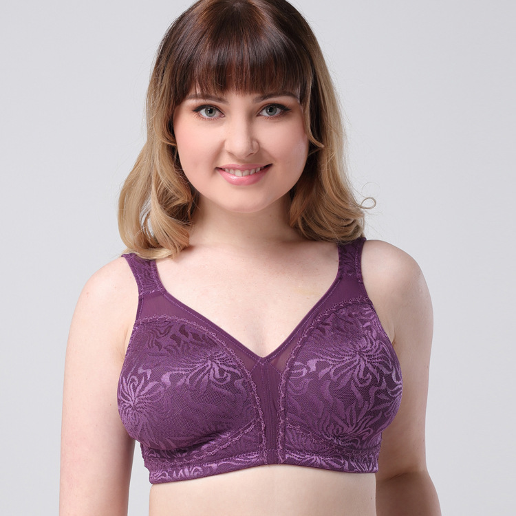Embroidered Full-Cup Plus-Size Ultra-Thin Wireless Bra For Women