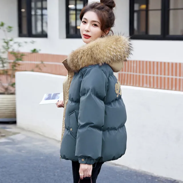 Women's Winter Korean Style Loose Mid length Small Student Thickened White Duck Down Coat Blue - Shop at LoveMi