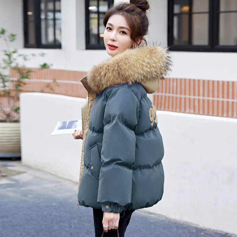 Women's Winter Korean Style Loose Mid-length Small Student Thickened White Duck Down Coat - Blue