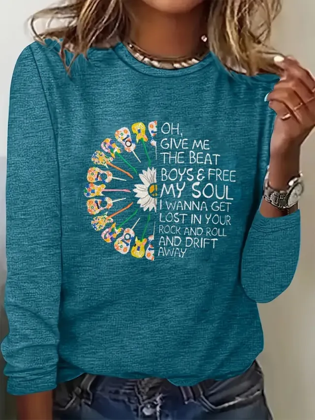 Women's New Long Sleeve 3D Printed Crew Neck Sweatshirt Wqnt34Yt43 - Shop at LoveMi