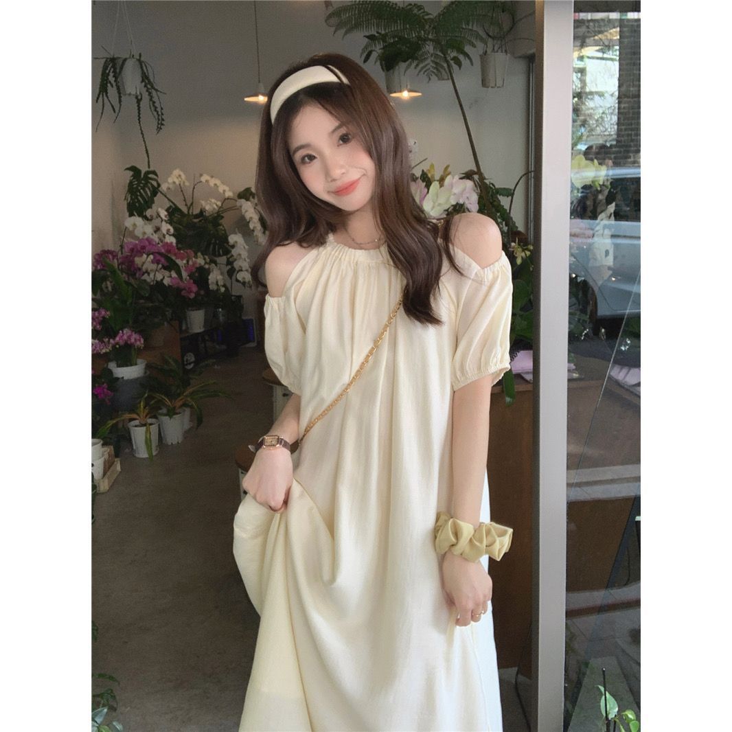 Autumn Loose Slimming Puff Sleeve Chiffon Dress