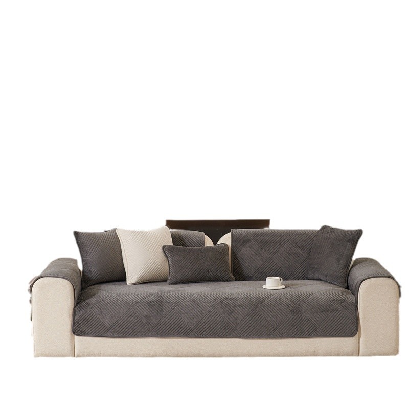 Solid-color Crystal Velvet Plaid Sofa Cushion