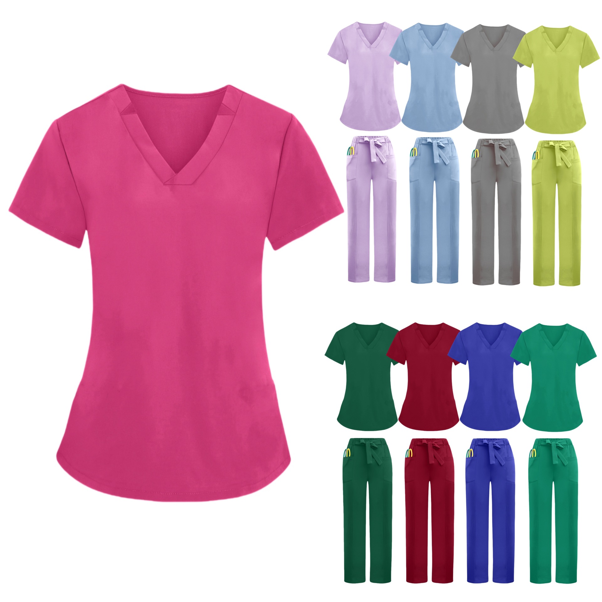 Surgical Scrubs Surgical Gown And Straight-Leg Pants Solid-Color Set