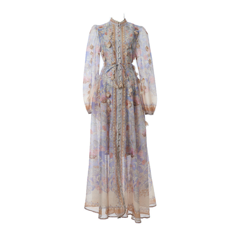 Heavy-Work Embroidered Hanging Flower Long Dress
