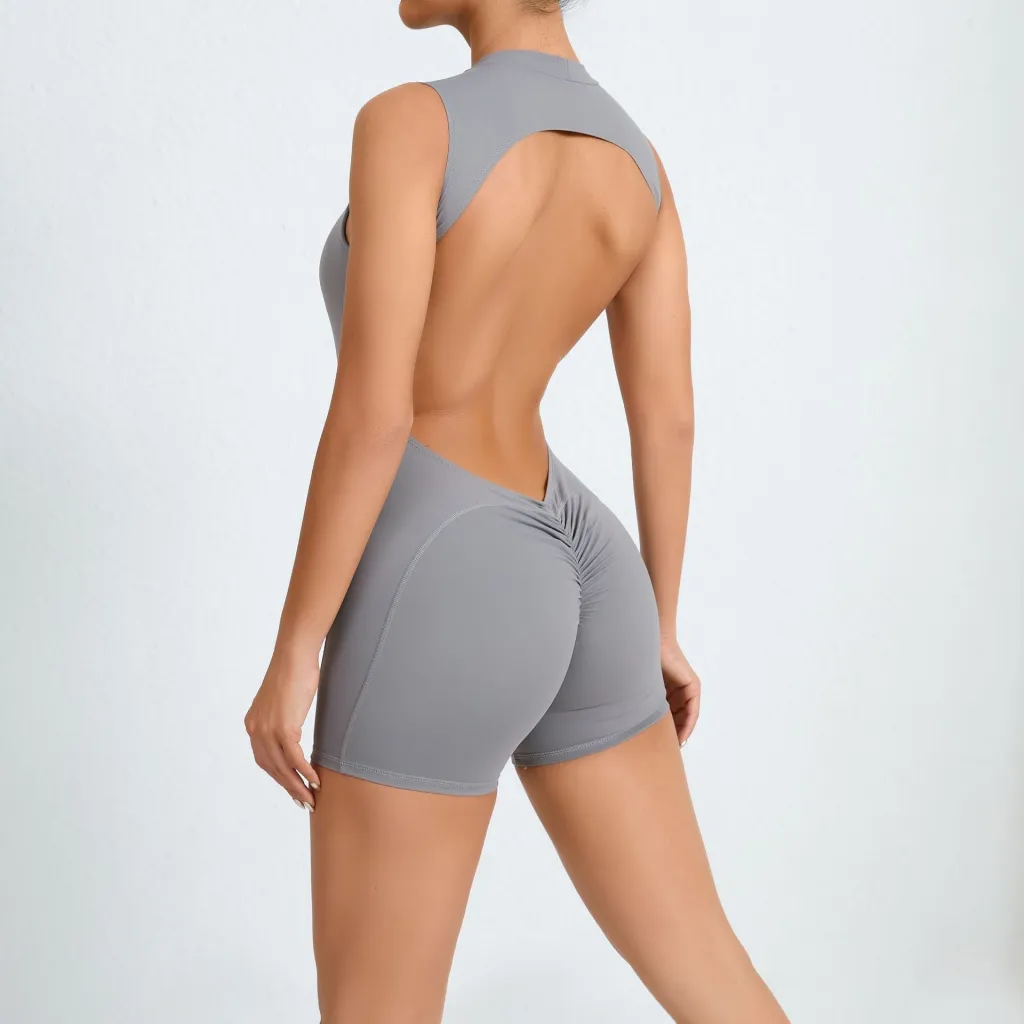Women's Beautiful Back Hollowed Out Jumpsuit - Gray