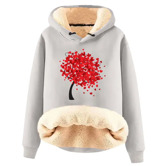 European And American Hooded Sweater Fleece Lined Padded Warm Keeping Loose Hooded Pullover 2 Style - Shop at LoveMi