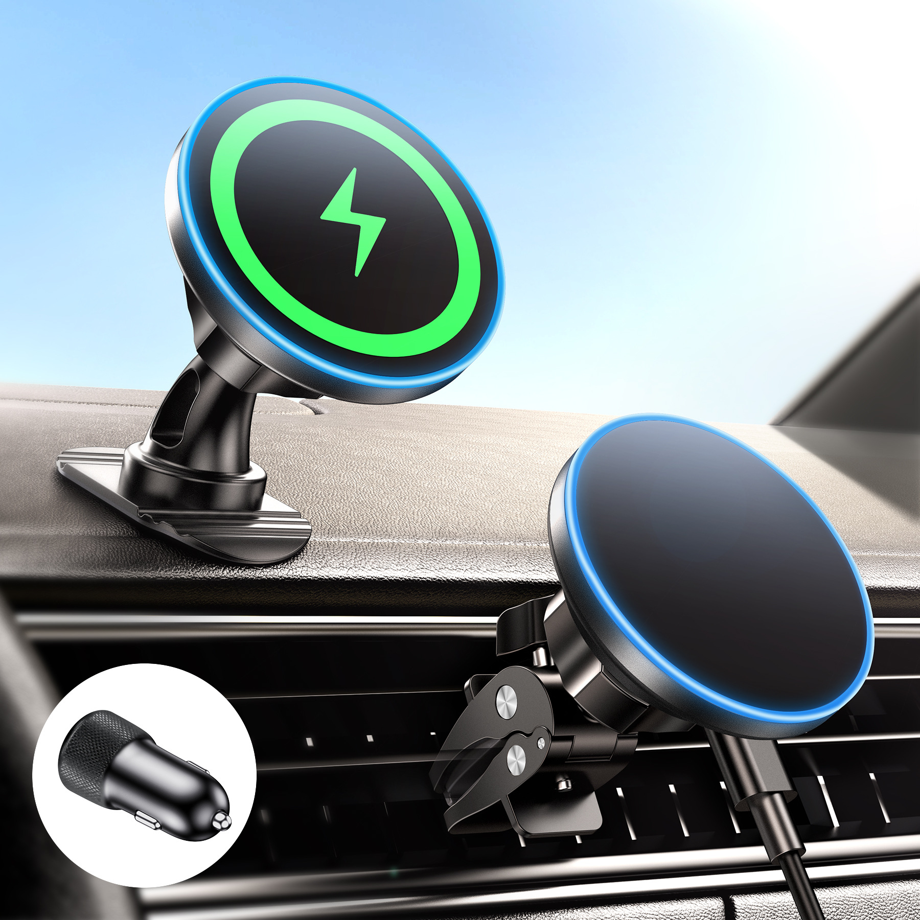 15W Magnetic Mobile Phone Wireless Fast Charge Car Navigation Holder - Image 4