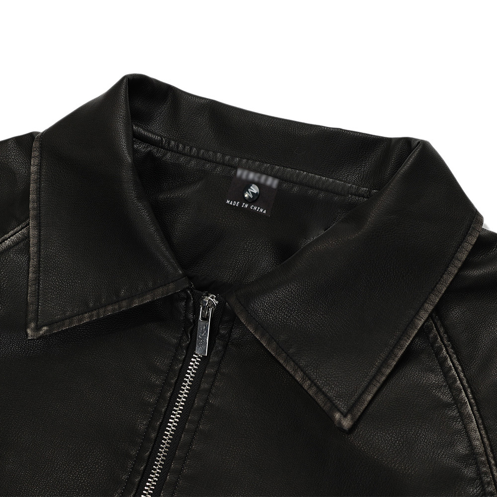 Leather Coat Men's Loose Lapels Vintage
