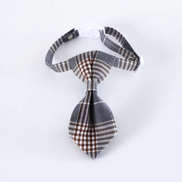 Pet British Style Plaid Bow Tie And Tie Adjustable Collar Accessories Gray Plaid Tie - Shop at LoveMi