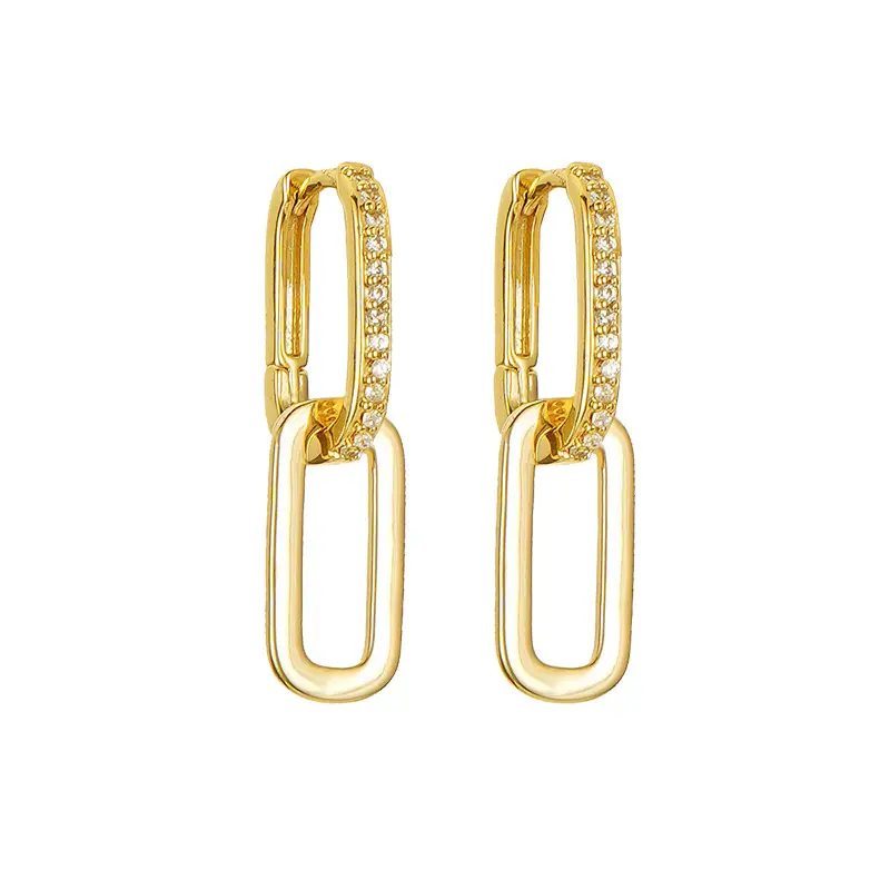 Electroplated Creative Style Earrings Inlaid Zircon Long Earrings