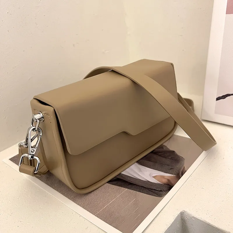 Niche Baguette Bag Korean Style Simple Underarm Shoulder Bag - Khaki