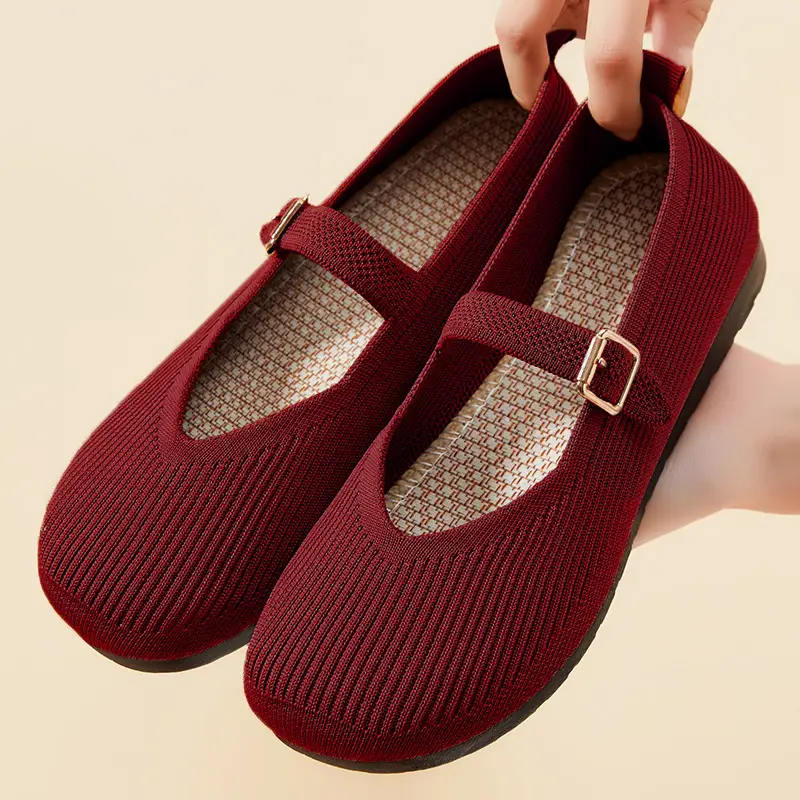 Flat Bottom Slip-on Soft Bottom Round Head Shoes With No Tired Feet