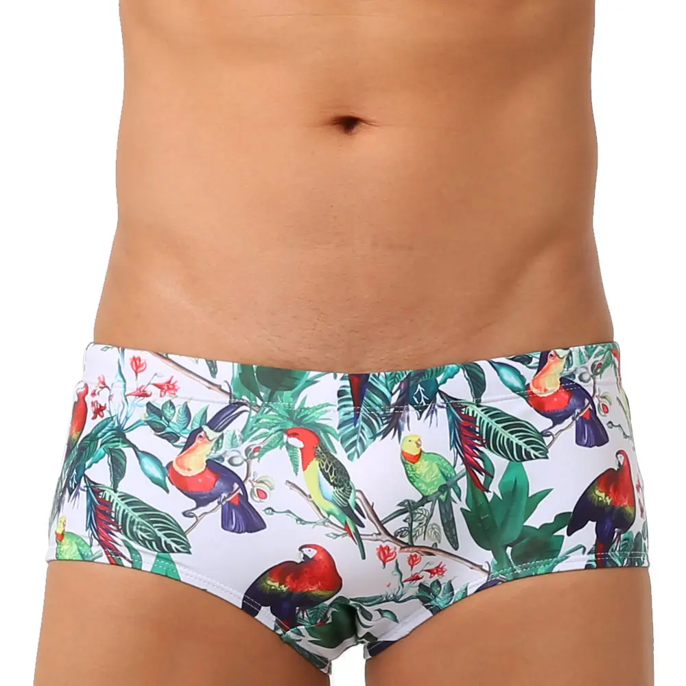 Flower-bird Print Fashion Men's Small Boxer Swimming