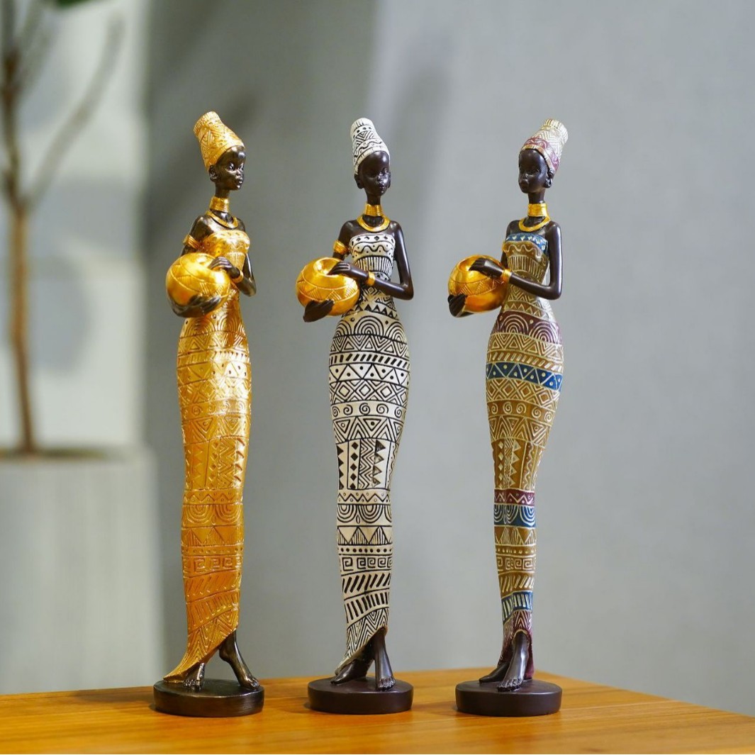 Black Woman Figurine Decorative Resin Craft