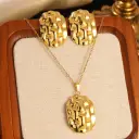 Stainless Steel Heart Bow Flower Necklace And Earrings Set view 3