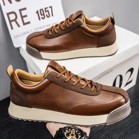 Black Work Casual Leather Shoes Low-cut