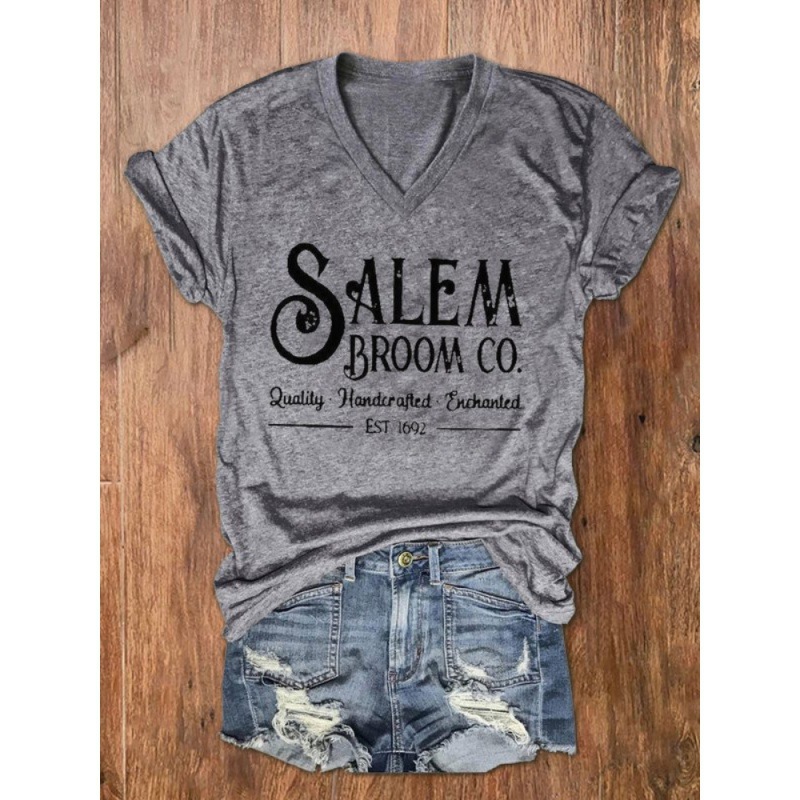 Women's Cotton-like Printed Short Sleeve