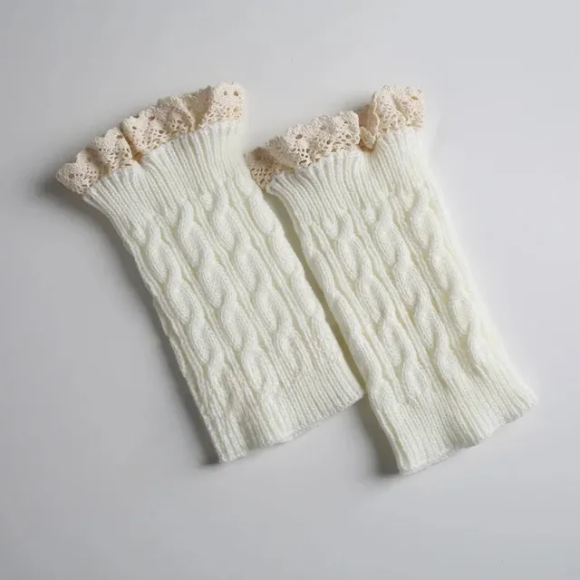 Lace Socks Twist Knit Wool Leg Warmers White - Shop at LoveMi