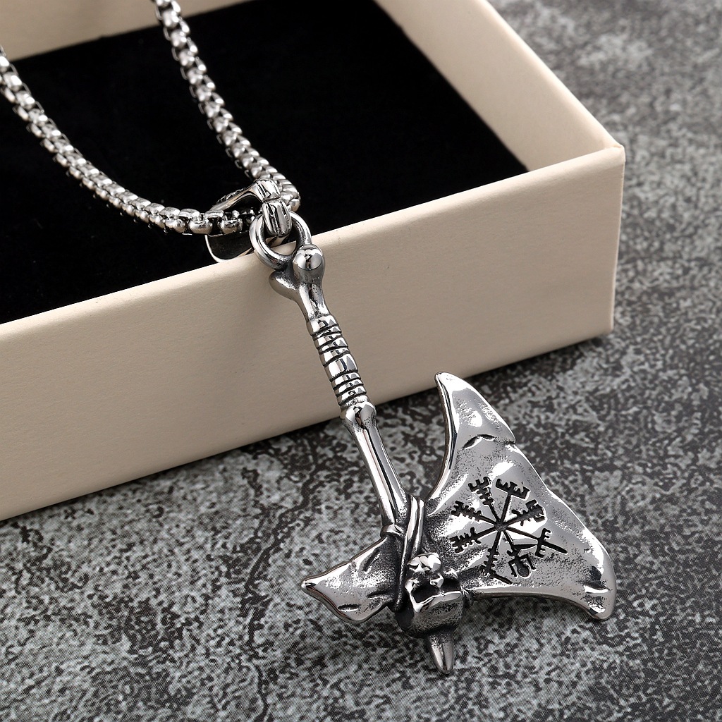 Stainless Steel Mens Pendant Axe Necklace