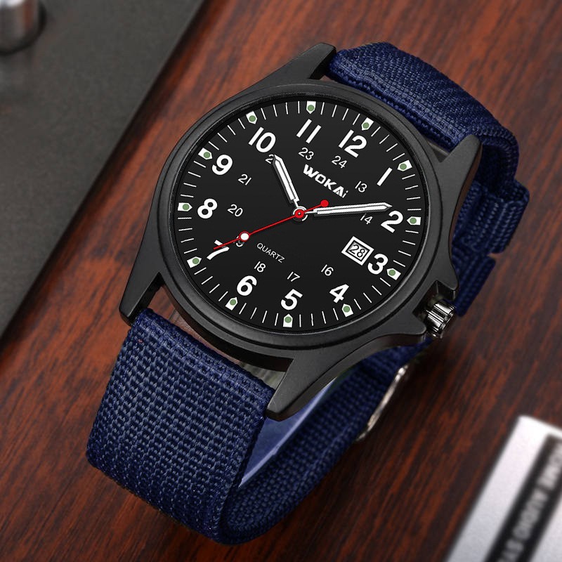Sporty Nylon Strap Mens Quartz Watch Minimalist Design 9