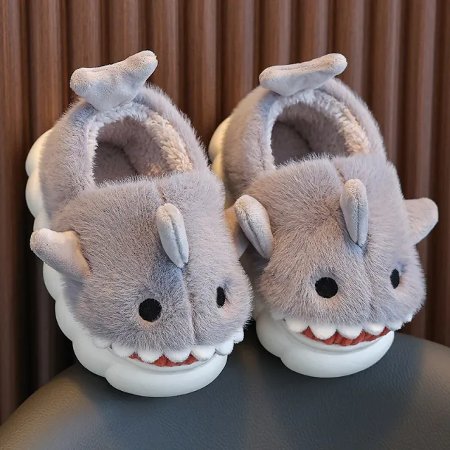Autumn And Winter Bag Heel Children Cotton Slippers Gray - Shop at LoveMi