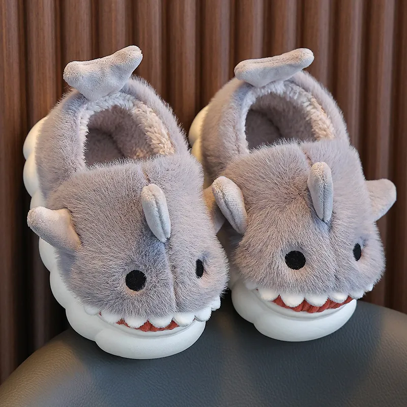 Autumn And Winter Bag Heel Children Cotton Slippers - Gray