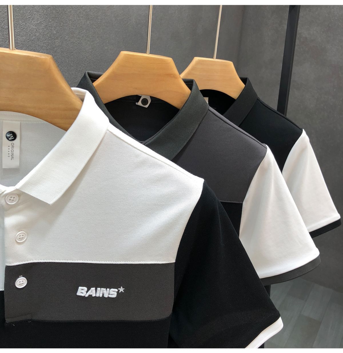 Title 4, Mens Trend Stitching Contrast Color Polo Shirt...