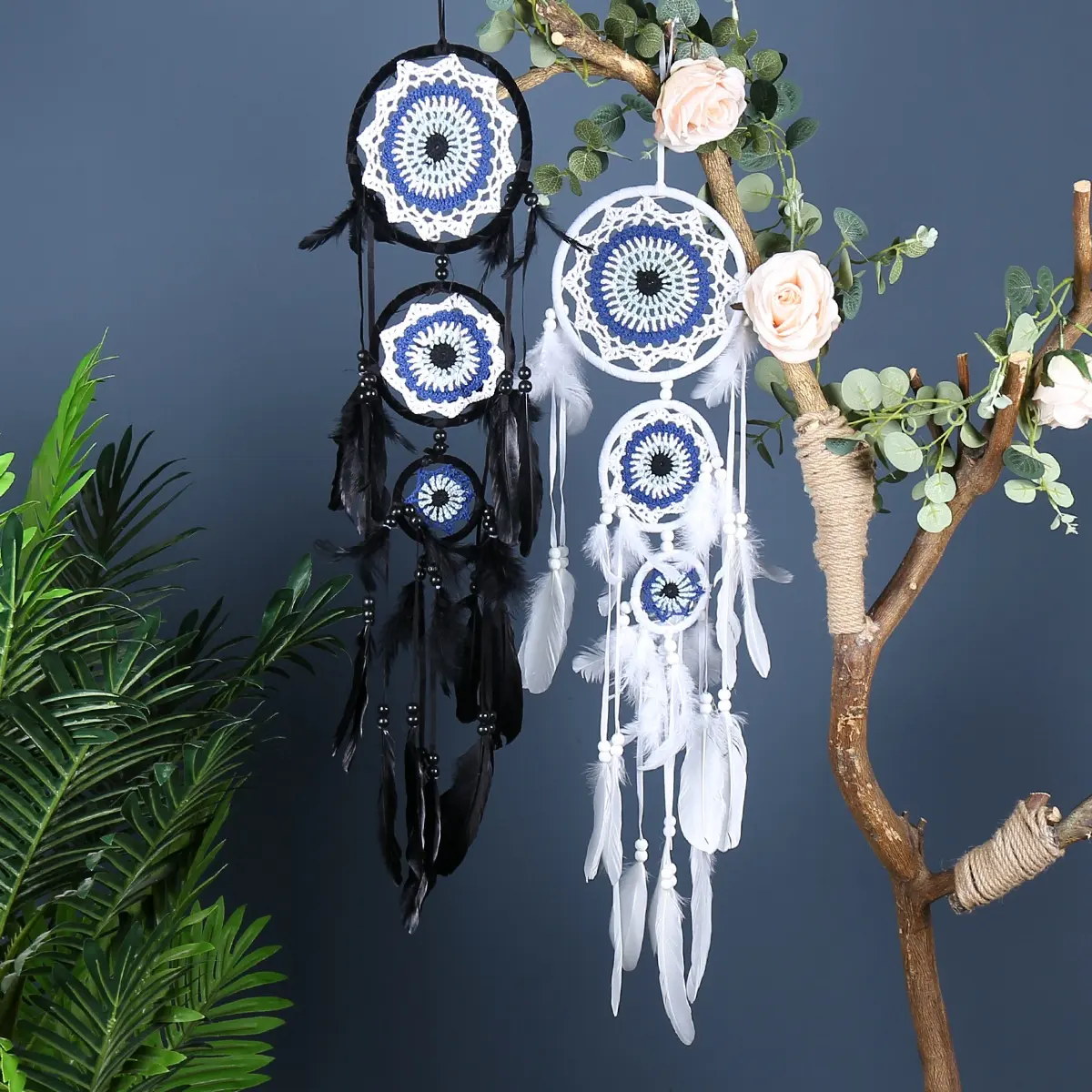 Black Dreamcatcher Wall Decorative Feather Wind Chimes