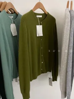 Raccoon Velvet Short Thickened Coat Cardigan Women's Design Sense Niche Small Wool Sweater - Mustard Green - View 1