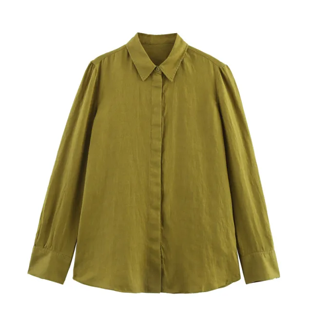 Spring And Summer Linen Shirt Wide Leg Pants Green - Shop at LoveMi