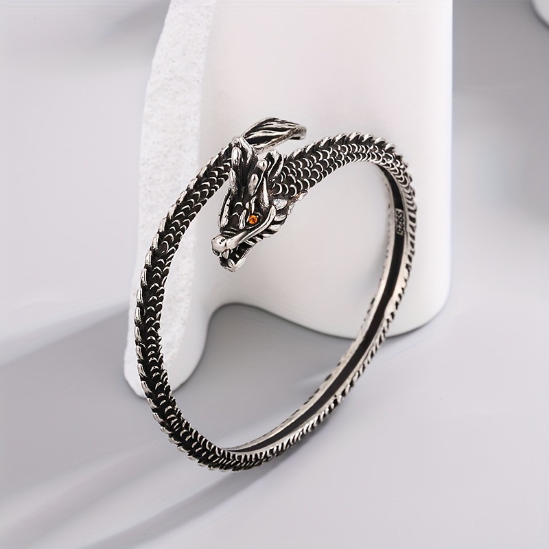 Mens Vintage Distressed Red-Eyed Spirit Snake Bracelet