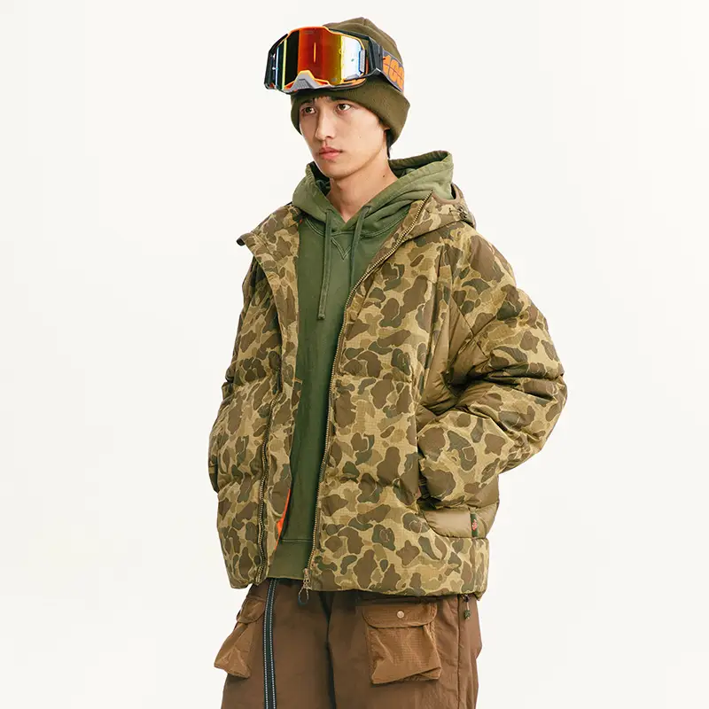 Winter Camouflage White Duck Down Three-proof Warm Coat For Women