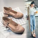 British-style Retro Artistic Chic Chunky-heeled Low-cut Womens Shoes view 1