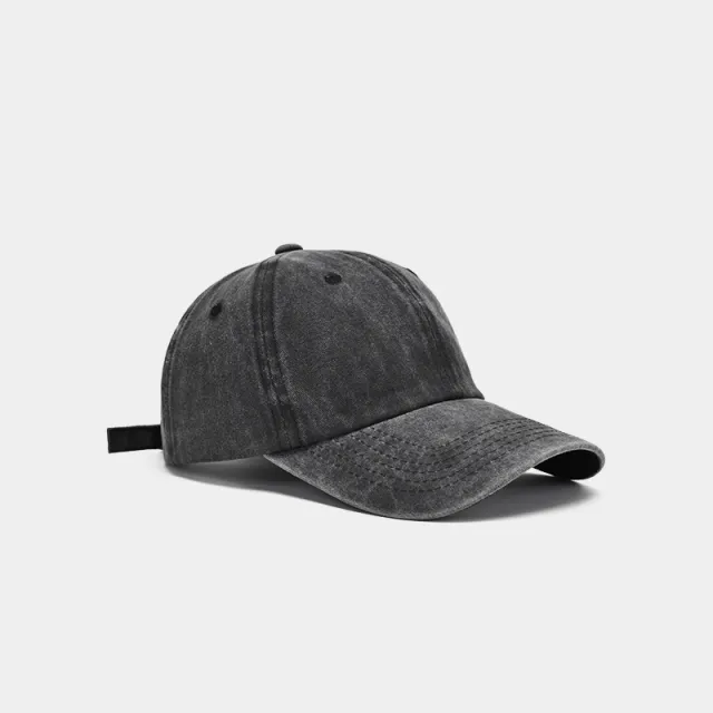 Washed Baseball Denim Letters Embroidered Peaked Cap Black - Shop at LoveMi